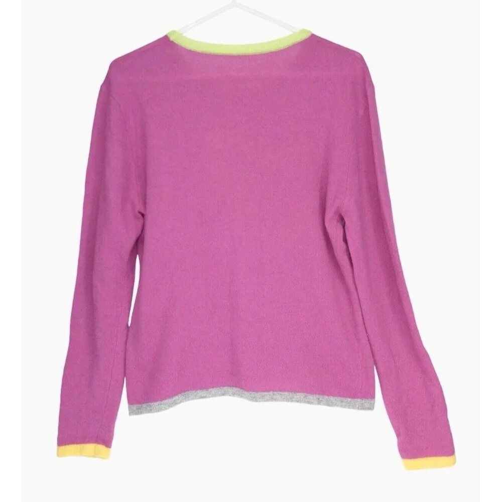 Vtg‎ Y2K Lambs Wool Blend Sweater Made in Italy Women XL Pink Neon Hearts Love - Picture 2 of 8